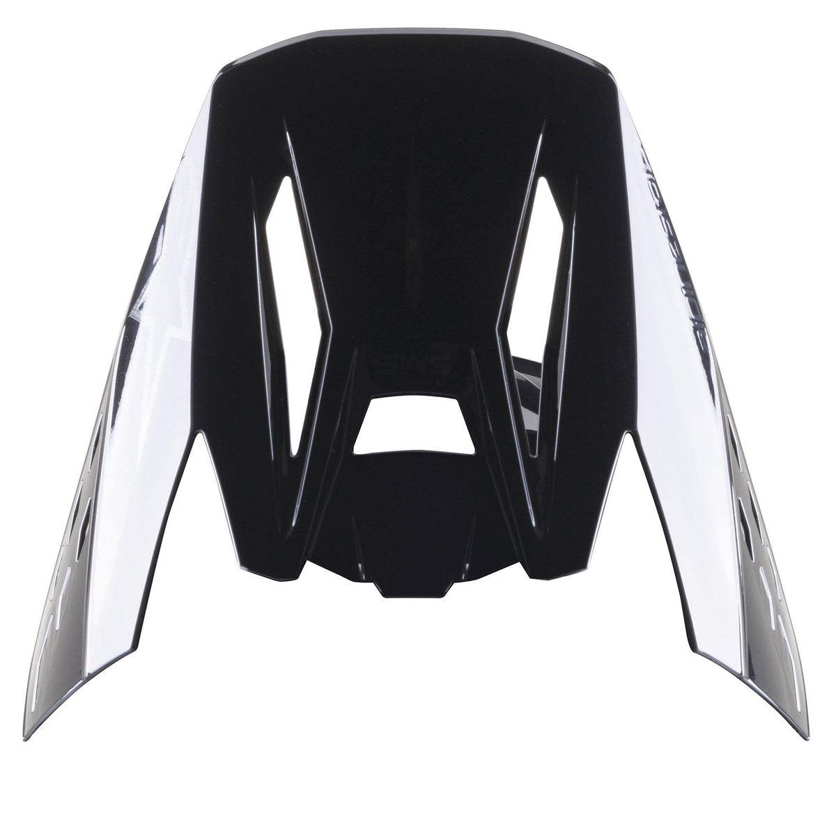 Alpinestars S-M5 Scout helmvizier, vervangende klep, zwart zilver glanzend, met aerodynamische ventilatieopeningen en zilveren zijpanelen met merklogo, glanzende afwerking voor motorcross- en endurohelmen