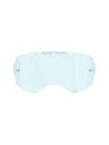 Alpinestars Supertech Clear Lens in Clear Blue, vervangende lens voor motorcrossbrillen, met ONE GOAL ONE VISION-branding en geïntegreerde tear-off posts, gebogen slagvast polycarbonaat ontwerp
