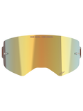 Alpinestars Supertech Spiegellens, vervangende lens voor crossbril, Mirror Gold afwerking, voorzien van 'ONE GOAL. ONE VISION.' tekst en Alpinestars-logo, inclusief tear-off pinnen aan de zijkant, duurzaam polycarbonaat voor off-road racing