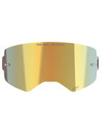 Alpinestars Supertech Spiegellens, vervangende lens voor crossbril, Mirror Gold afwerking, voorzien van 'ONE GOAL. ONE VISION.' tekst en Alpinestars-logo, inclusief tear-off pinnen aan de zijkant, duurzaam polycarbonaat voor off-road racing