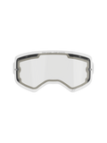 Alpinestars Supertech Double Pane Lens, vervangingslens voor motocrossbril, helder, geventileerd ontwerp met grijze schuimafdichtingen, voorzien van 'ONE GOAL. ONE VISION.' branding op de bovenrand, gebogen anti-condens polycarbonaat voor off-road gebruik.