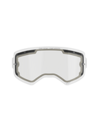 Alpinestars Supertech Double Pane Lens, vervangingslens voor motocrossbril, helder, geventileerd ontwerp met grijze schuimafdichtingen, voorzien van 'ONE GOAL. ONE VISION.' branding op de bovenrand, gebogen anti-condens polycarbonaat voor off-road gebruik.