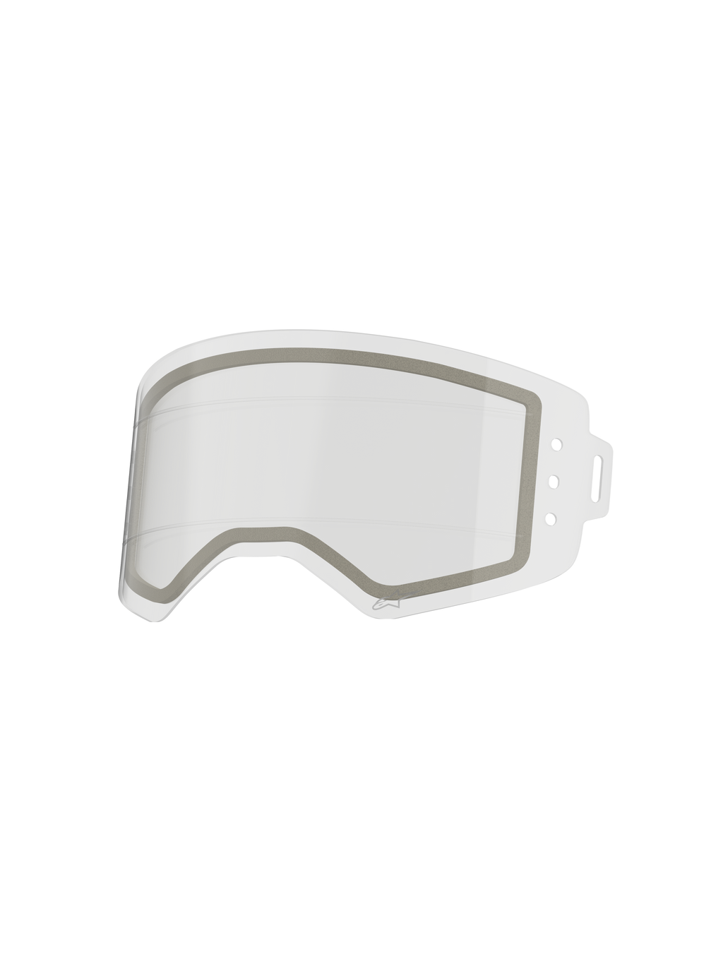 Alpinestars Supertech Dual Pane Roll Off Lens, heldere vervangende brillens, dubbelgelaagde anti-condens constructie met grijze neopreen afdichting, geïntegreerde siliconen glide lines voor soepele roll-off prestaties, gemaakt van slagvast polycarbonaat