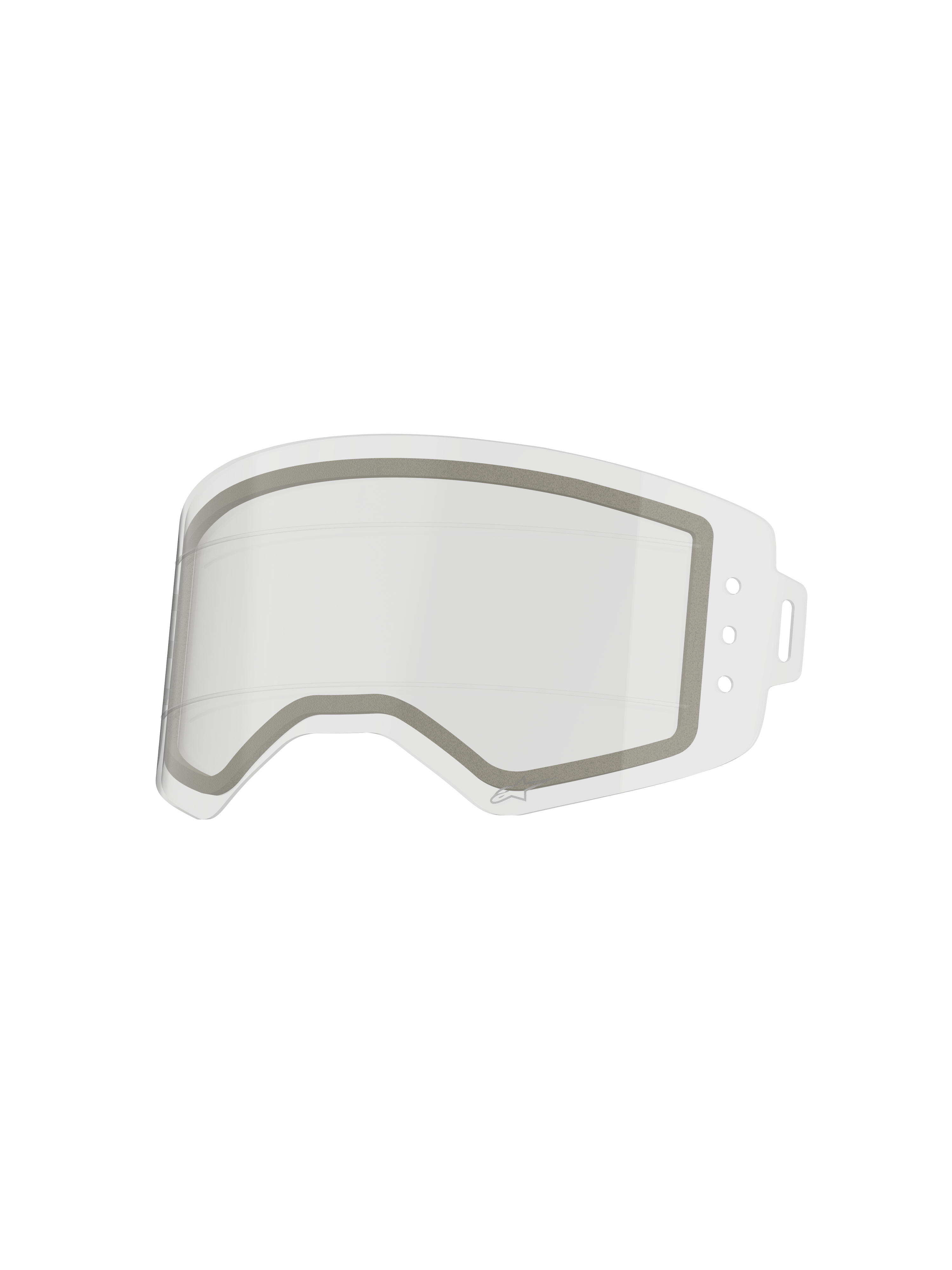 Alpinestars Supertech Dual Pane Roll Off Lens, heldere vervangende brillens, dubbelgelaagde anti-condens constructie met grijze neopreen afdichting, geïntegreerde siliconen glide lines voor soepele roll-off prestaties, gemaakt van slagvast polycarbonaat