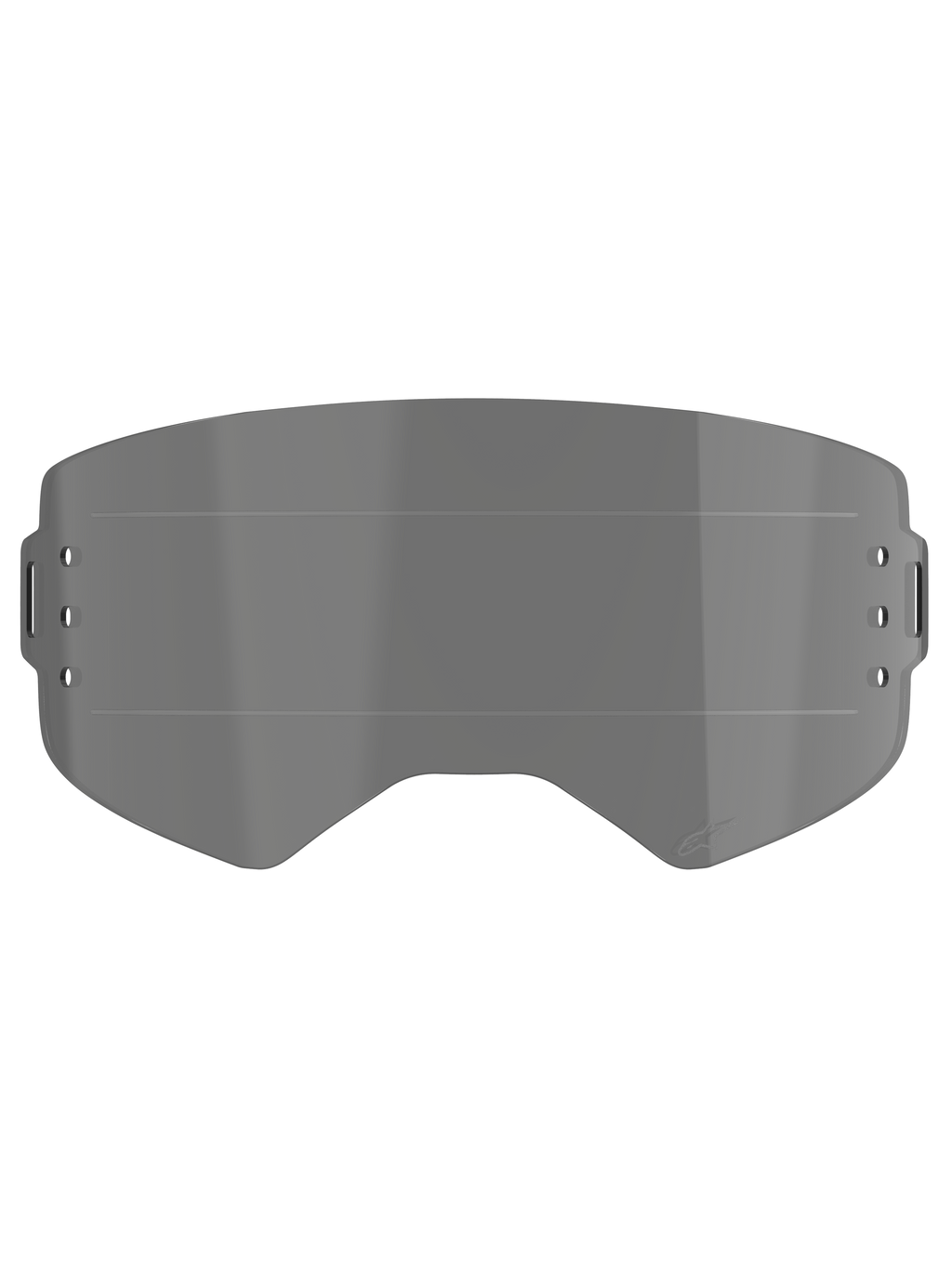 Alpinestars Supertech Roll Off Lens, brilaccessoire, smoke tint, voorzien van horizontale Glide Lines voor soepele filmbeweging, zijdelingse bevestigingsgaten voor het roll-off systeem, spuitgegoten polycarbonaat constructie