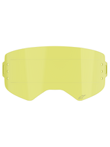 Alpinestars Supertech Roll Off Lens, Goggle Accessory, Clear Yellow tint, featuring built-in horizontal glide lines and etched star logo, replacement lens for motocross and off-road goggles