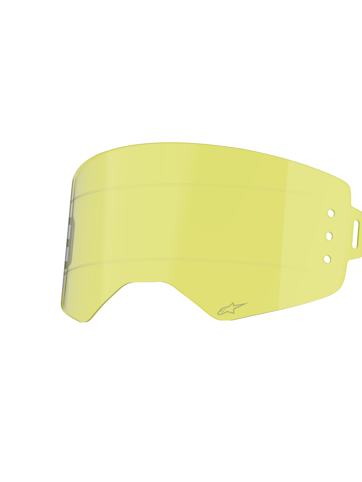 Alpinestars Supertech Roll Off Lens, motorcross bril accessoire, helder geel, met horizontale glide lines en zijdelingse bevestigingspunten voor roll-off systemen, gebogen slagvast polycarbonaat ontwerp