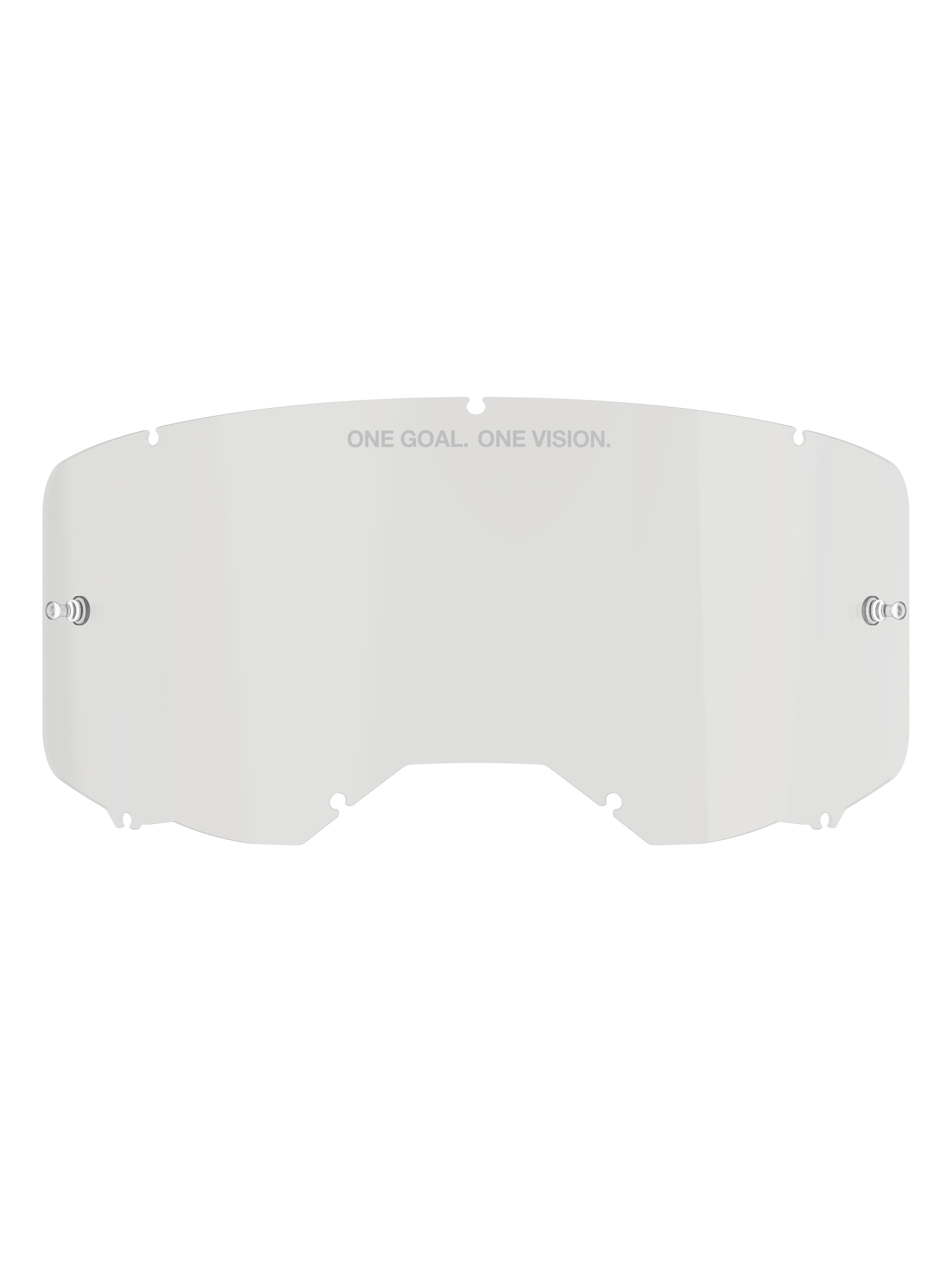 Alpinestars Vision 8-5-3 lens, heldere vervangingslens voor crossbril, polycarbonaat constructie met geïntegreerde tear-off posts en zevenpunts vergrendelingssysteem, voorzien van 'ONE GOAL. ONE VISION.' tekst, voor motorcross en off-road bescherming