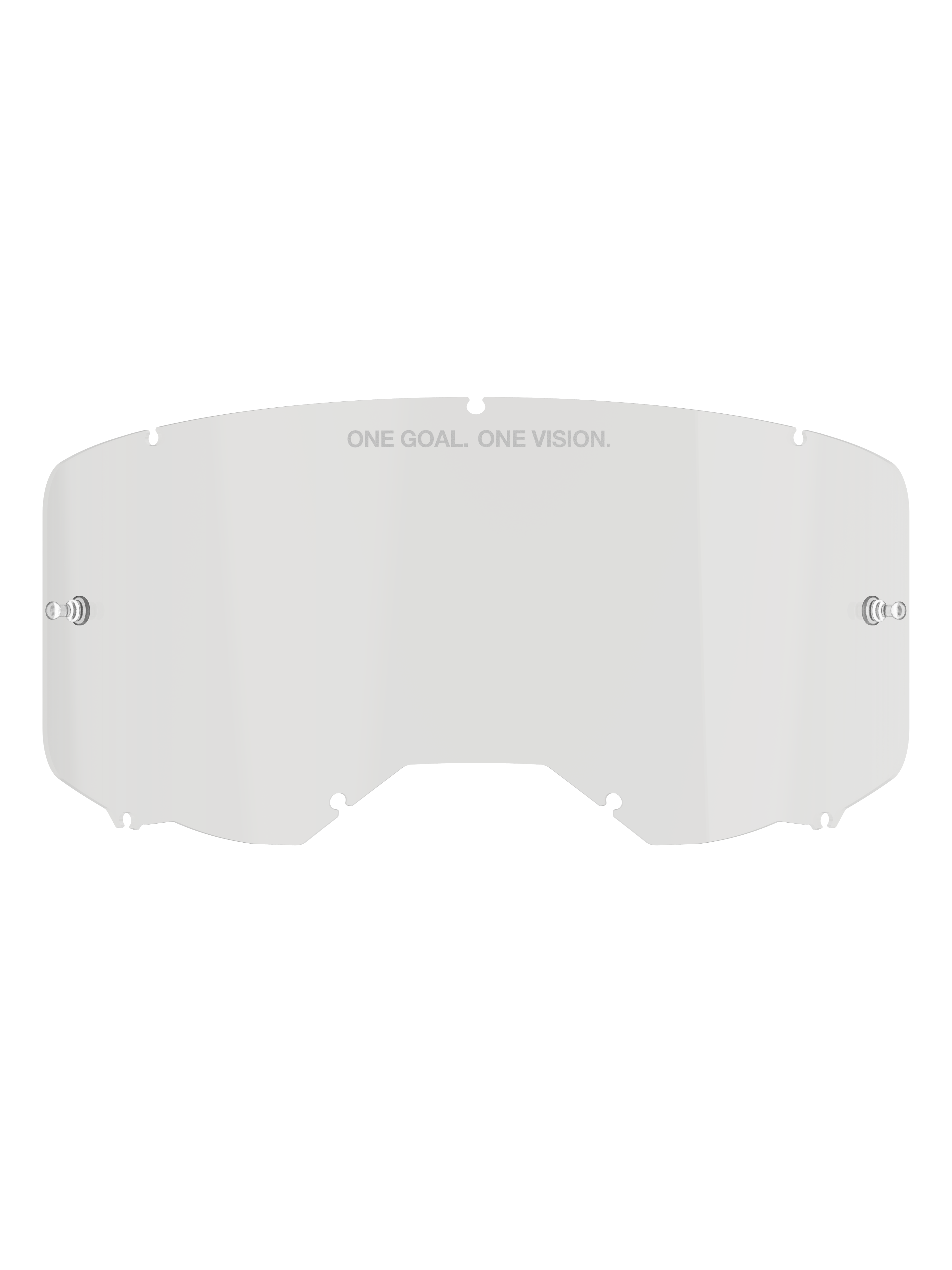 Alpinestars Vision 8-5-3 lens, heldere vervangingslens voor crossbril, polycarbonaat constructie met geïntegreerde tear-off posts en zevenpunts vergrendelingssysteem, voorzien van 'ONE GOAL. ONE VISION.' tekst, voor motorcross en off-road bescherming