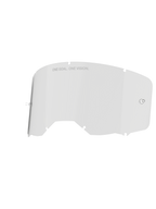 Alpinestars Vision 8-5-3 lens, heldere lens voor motorcrossbril, transparant, voorzien van geïntegreerde tear-off posts en zeven sleutelgat-vergrendelingsinkepingen, "ONE GOAL. ONE VISION." tekst op de bovenrand, duurzame polycarbonaat constructie voor motorcrossbrillen