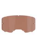 Alpinestars Vision 8-5-3 goggle lens, Copper Rose tint, vervangende motorcross brillens met "ONE GOAL. ONE VISION." tekst, gebogen polycarbonaat ontwerp met tear-off pinnen voor off-road racen