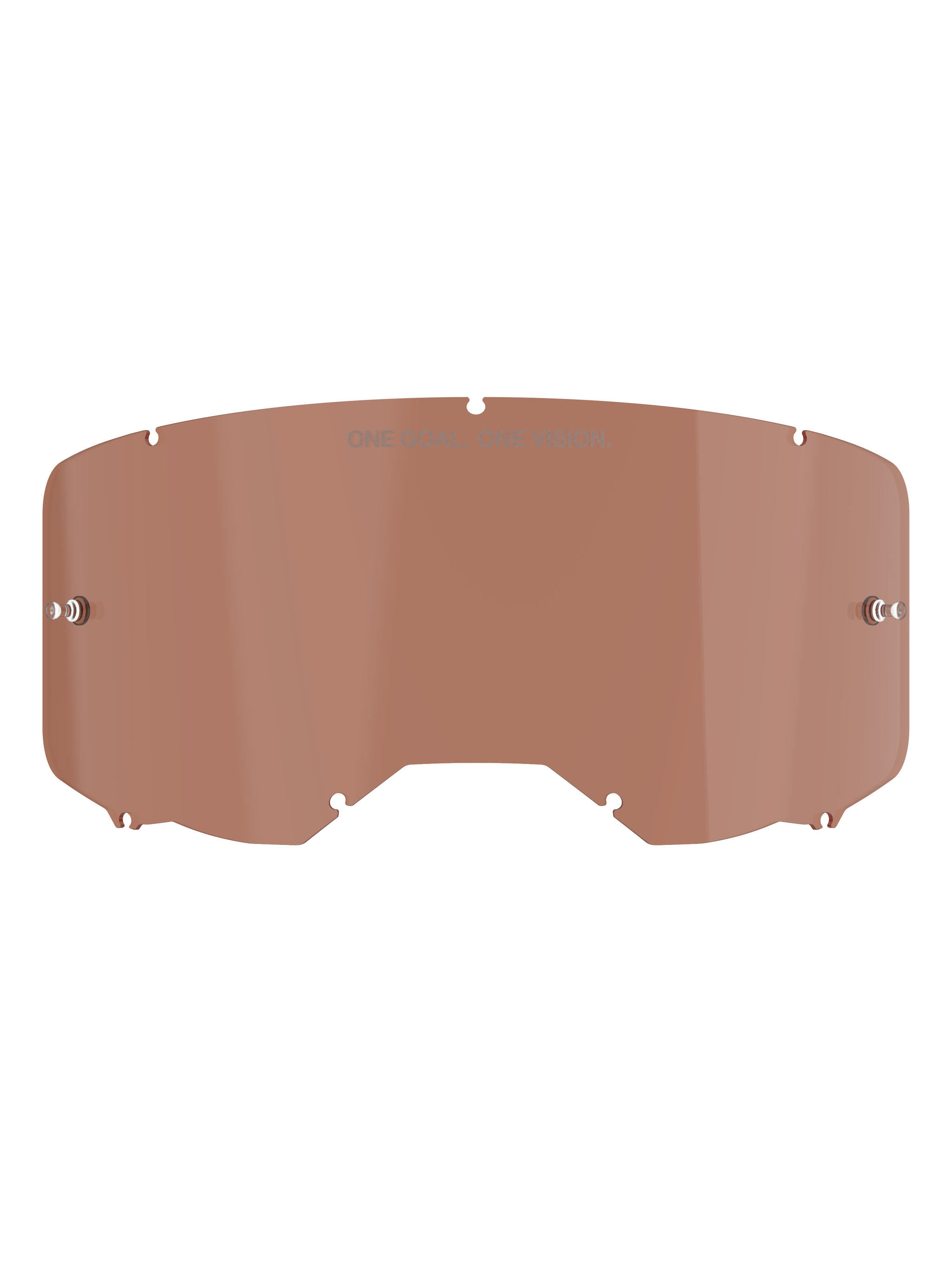 Alpinestars Vision 8-5-3 Goggle Lens, Copper Rose tint, replacement motocross goggle lens featuring "ONE GOAL. ONE VISION." text, curved polycarbonate design with tear-off pins for off-road racing