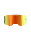 Alpinestars Vision 8-5-3 Mirror Lens, motocrossbril accessoire, Mirror Red-afwerking met een oranje en geel kleurverloop, voorzien van de tekst 'ONE GOAL. ONE VISION.', geïntegreerde tear-off posts en inkepingen aan de randen voor een stevige montage in het frame.
