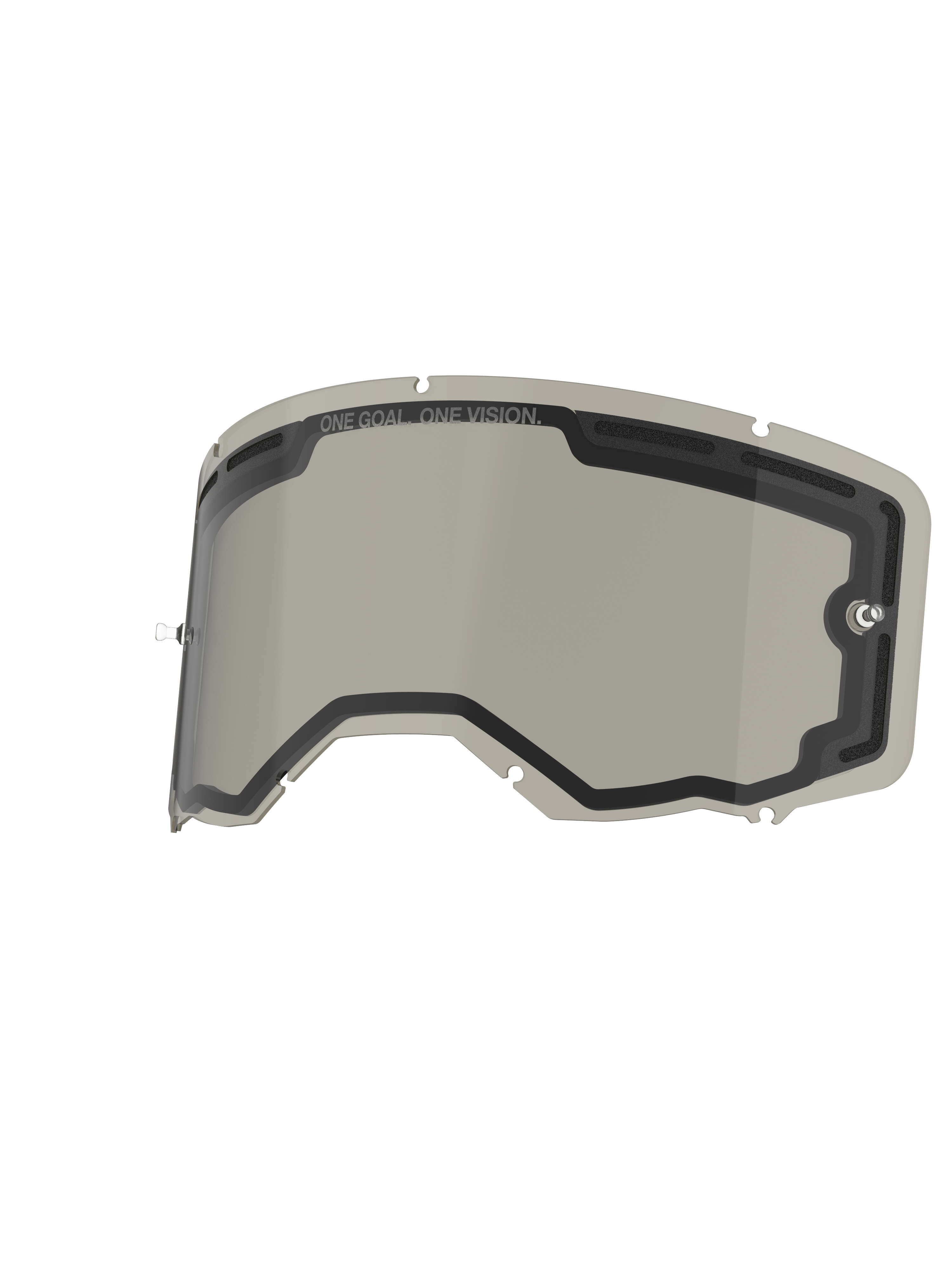 Alpinestars Vision 8-5-3 Dual Pane lens, Smoke kleur, vervangende lens voor crossbril met geventileerde dubbelgelaagde constructie, geïntegreerde tear-off posts en 'ONE GOAL. ONE VISION.' branding, ontworpen voor motorcross en off-road rijden
