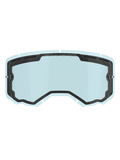Alpinestars Vision 8-5-3 Dual Pane Lens, lichtblauw getint vervangingsglas voor motorcrossbril, zwarte binnenafdichting met "ONE GOAL. ONE VISION." branding, tear-off posts aan de zijkant, gebogen ontwerp met ventilatie aan de bovenkant voor motorcross en off-road rijden