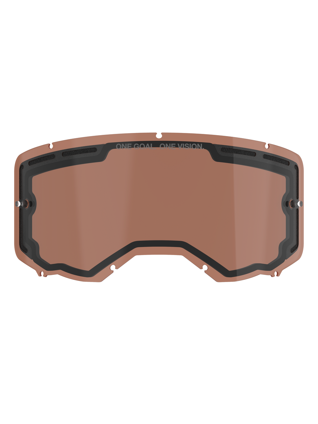 Alpinestars Vision 8-5-3 Dubbelgelaagde Geventileerde Lens, Copper Rose getinte vervanglens voor motorcrossbrillen, met geïntegreerde tear-off posts, ventilatieopeningen aan de bovenzijde en ONE GOAL ONE VISION branding