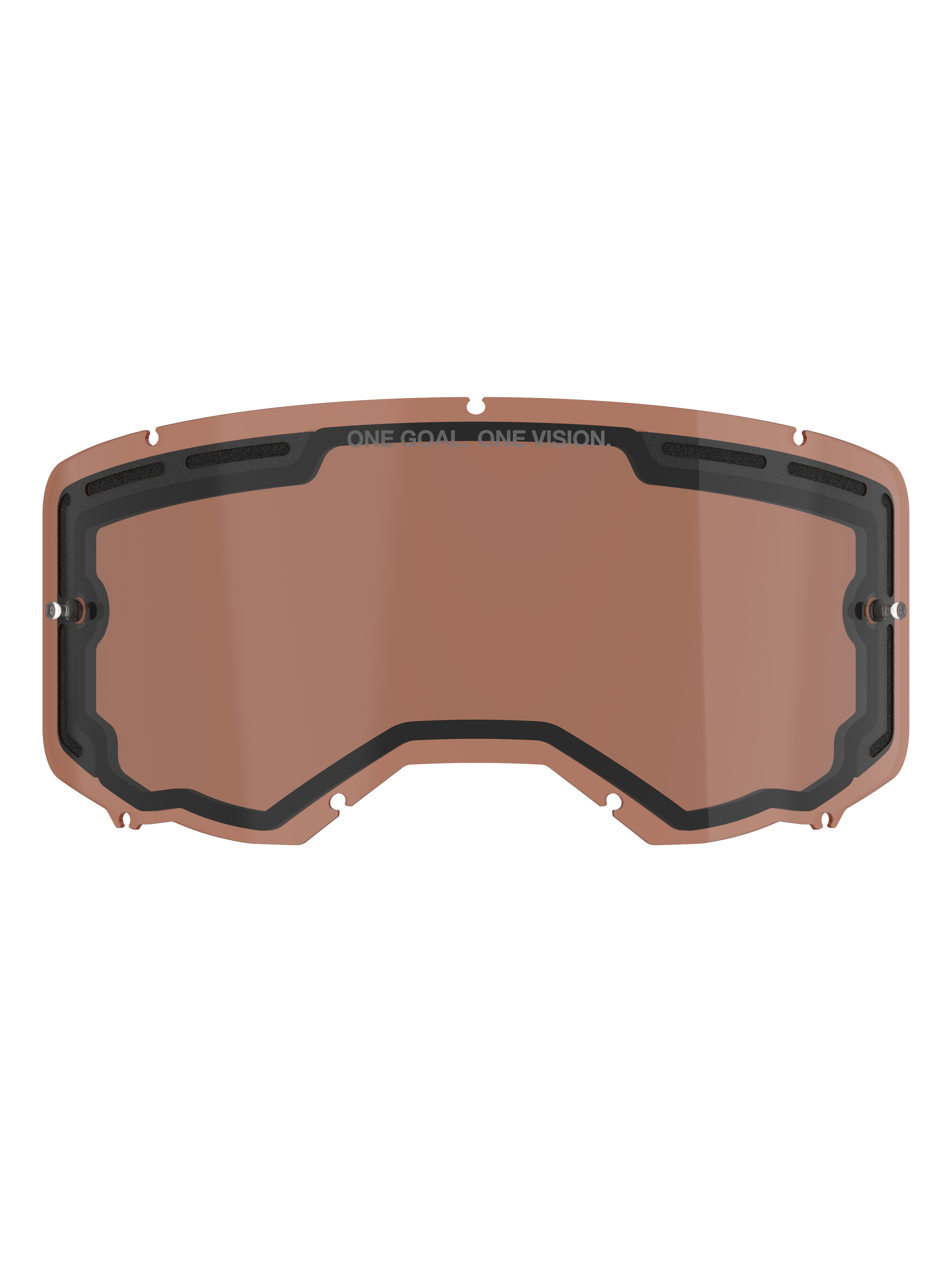 Alpinestars Vision 8-5-3 Dubbelgelaagde Geventileerde Lens, Copper Rose getinte vervanglens voor motorcrossbrillen, met geïntegreerde tear-off posts, ventilatieopeningen aan de bovenzijde en ONE GOAL ONE VISION branding