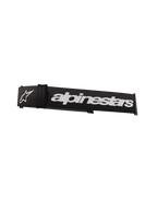 Alpinestars Supertech Goggles Strap, zwart en wit, voorzien van een opvallend wit Alpinestars-woordmerk en sterlogo, 45mm vervangende band voor crossbrillen met siliconen grip en klikbevestiging