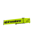 Alpinestars Supertech brilband, motorcrossbril accessoire, fluorescerend geel en zwart, voorzien van zwart Alpinestars woordmerk en sterlogo, vervangende band voor off-road brillen