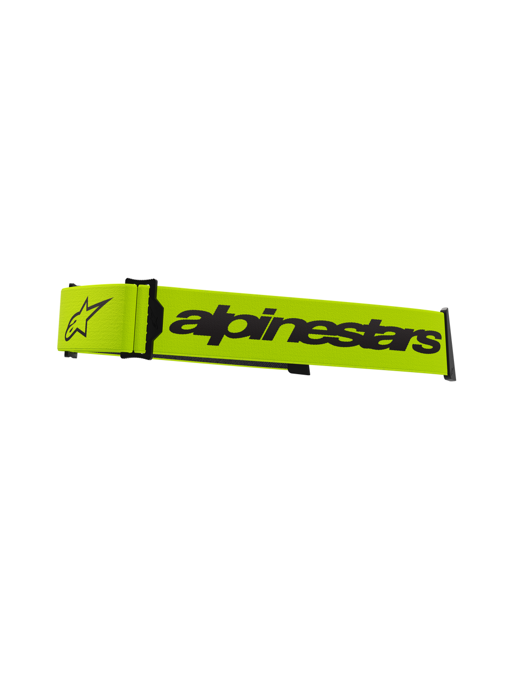 Alpinestars Supertech Goggles Strap, motorcross brilaccessoire, fel fluorescerend geel en zwart, voorzien van een opvallend Alpinestars-woordmerk en sterlogo, officiële vervangende band voor off-road racebrillen