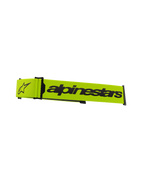 Alpinestars Supertech Goggles Strap, motorcross brilaccessoire, fel fluorescerend geel en zwart, voorzien van een opvallend Alpinestars-woordmerk en sterlogo, officiële vervangende band voor off-road racebrillen