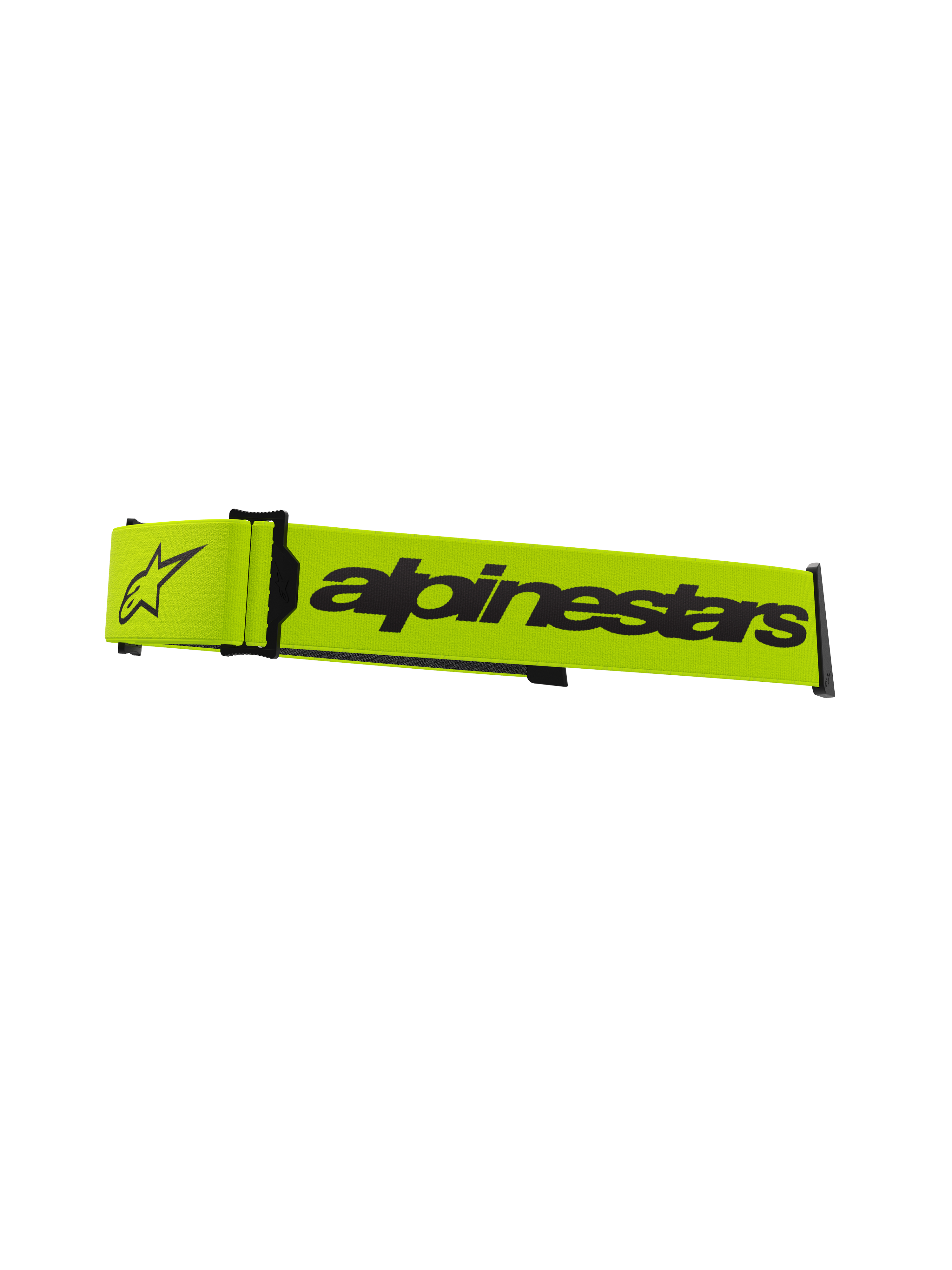 Alpinestars Supertech Goggles Strap, motorcross brilaccessoire, fel fluorescerend geel en zwart, voorzien van een opvallend Alpinestars-woordmerk en sterlogo, officiële vervangende band voor off-road racebrillen