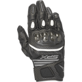Alpinestars SPX Air Carbon V2 dameshandschoenen, korte motorhandschoenen, zwart en antraciet, carbon knokkelbescherming, geperforeerd leer en mesh panelen voor ventilatie, witte accentstreep, SPX-branding