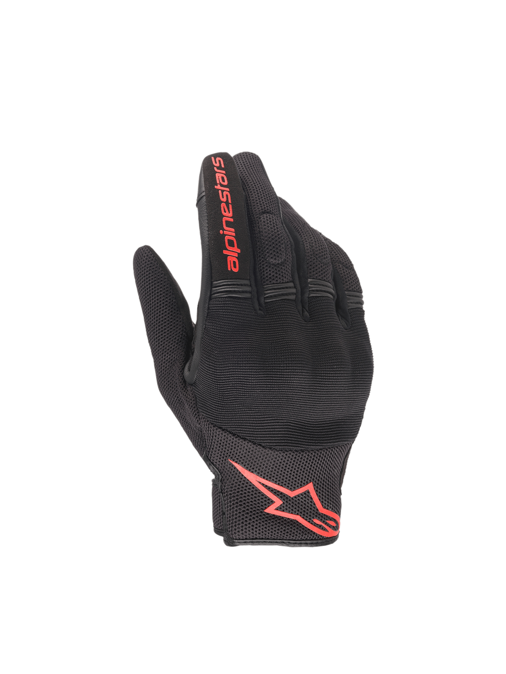 Alpinestars Copper handschoenen, urban motorhandschoenen, zwart en rood, harde knokkelbescherming en accordeonpanelen.