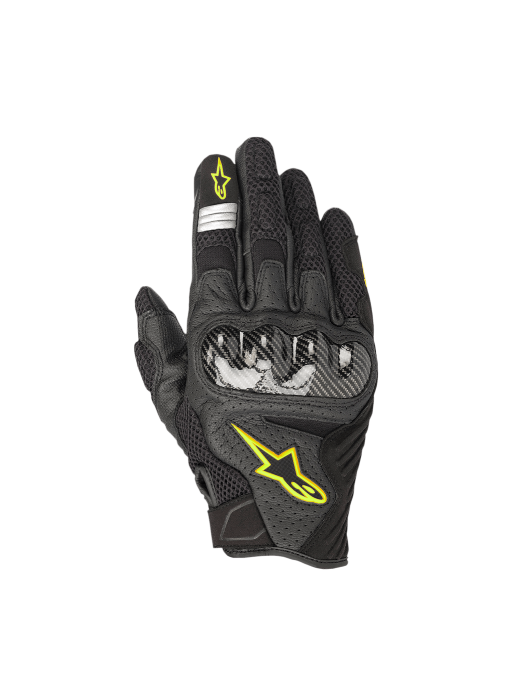 Alpinestars SMX-1 Air V2 handschoenen, heren-motorhandschoenen voor straatgebruik, zwart en geel fluo, leer en mesh met harde knokkelbescherming, CE-gecertificeerd