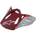 Alpinestars S-M8 Helmet Visor Contact, motorhelmvizier, mat rood en lichtgrijs, voorzien van wit ster-logo, aerodynamisch ontwerp met geometrische uitsneden, rode en blauwe streepaccenten