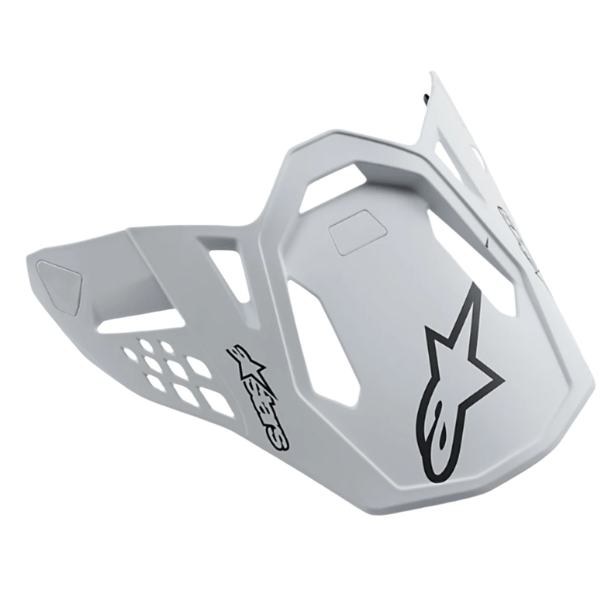 Alpinestars Supertech M10 Dyno helmvizier, Matte White, voorzien van zwarte Alpinestars sterlogo's, motorcross helmscherm met geometrische uitsparingen voor luchtstroom, matte afwerking, aerodynamisch ontwerp voor off-road prestaties