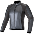 Alpinestars Stella Vika V2 leren jas, dames motorjas, metallic blauw, strakke leren constructie met matte aramide stretchpanelen, hoge kraag, ritssluiting aan de voorzijde, getailleerd nauwsluitend ontwerp