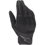 Alpinestars Copper handschoenen, zwart, stedelijke motorhandschoenen, ademende mesh en spandex constructie, Alpinestars woordmerk op de wijsvinger, stervormig logo op de pols, flexibele accordeon vingerpanelen