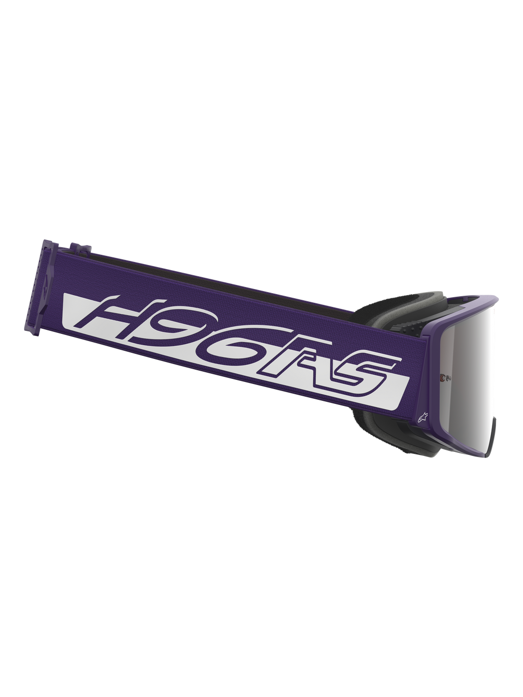 Alpinestars Limited Edition HUNTA96 XXV Supertech Vision Goggles, motorcrossbril, paars en wit met zilveren spiegellens, voorzien van een brede paarse band met witte H96RS-branding en een op de GT3 geïnspireerd ontwerp