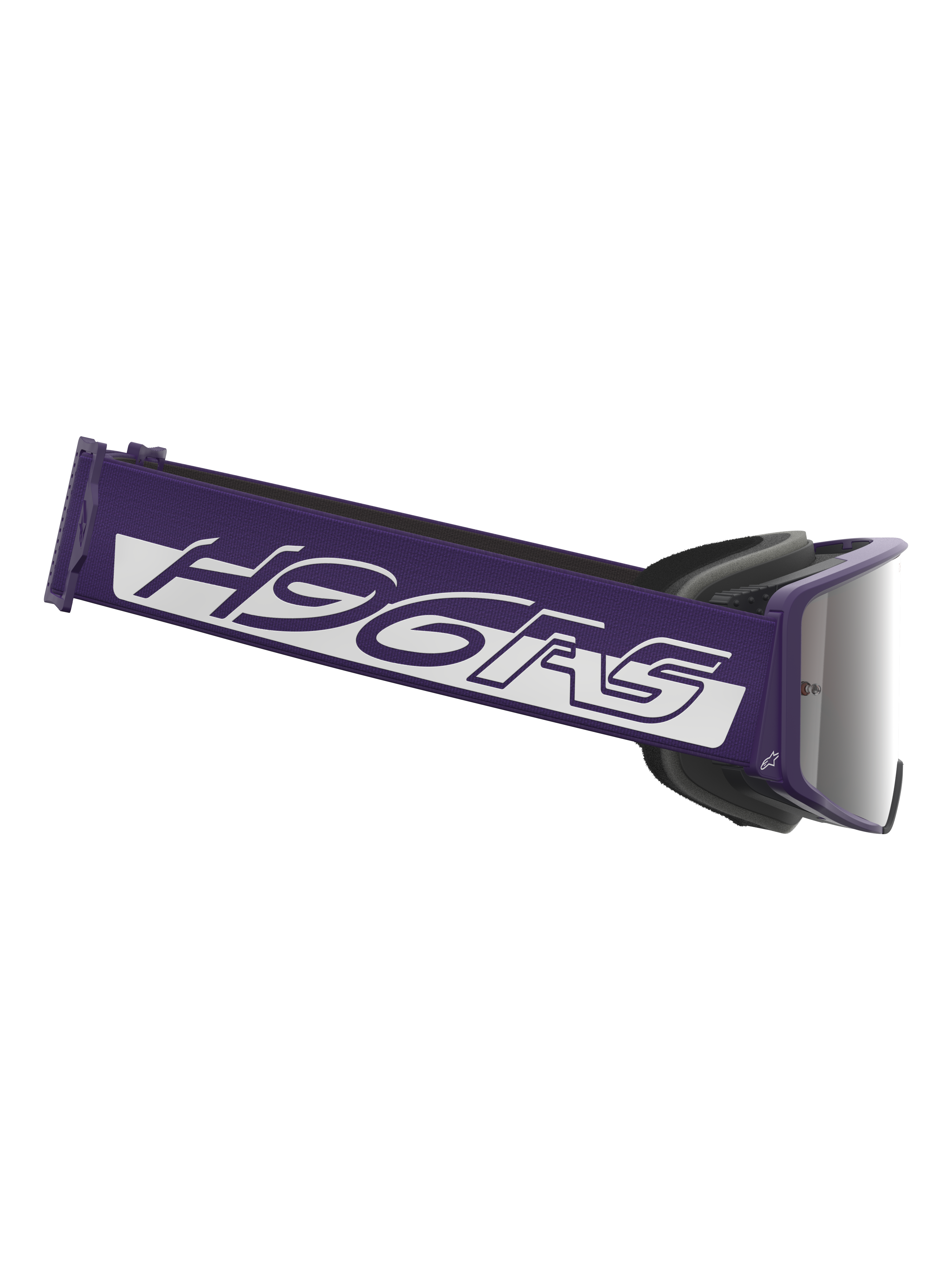 Alpinestars Limited Edition HUNTA96 XXV Supertech Vision Goggles, motorcrossbril, paars en wit met zilveren spiegellens, voorzien van een brede paarse band met witte H96RS-branding en een op de GT3 geïnspireerd ontwerp