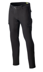 Alpinestars Caliber Slim Fit Tech Riding Pants, motorrijbroek, zwart, voorzien van schuine cargozakken in combat-stijl, slim tapered fit, riemlussen en knoopsluiting, gemaakt van stretch Cordura denim voor een technische urban look