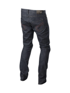 Alpinestars Copper Denim Pants, men's urban riding jeans in dark blue with red pocket stitching and aramid reinforcement.