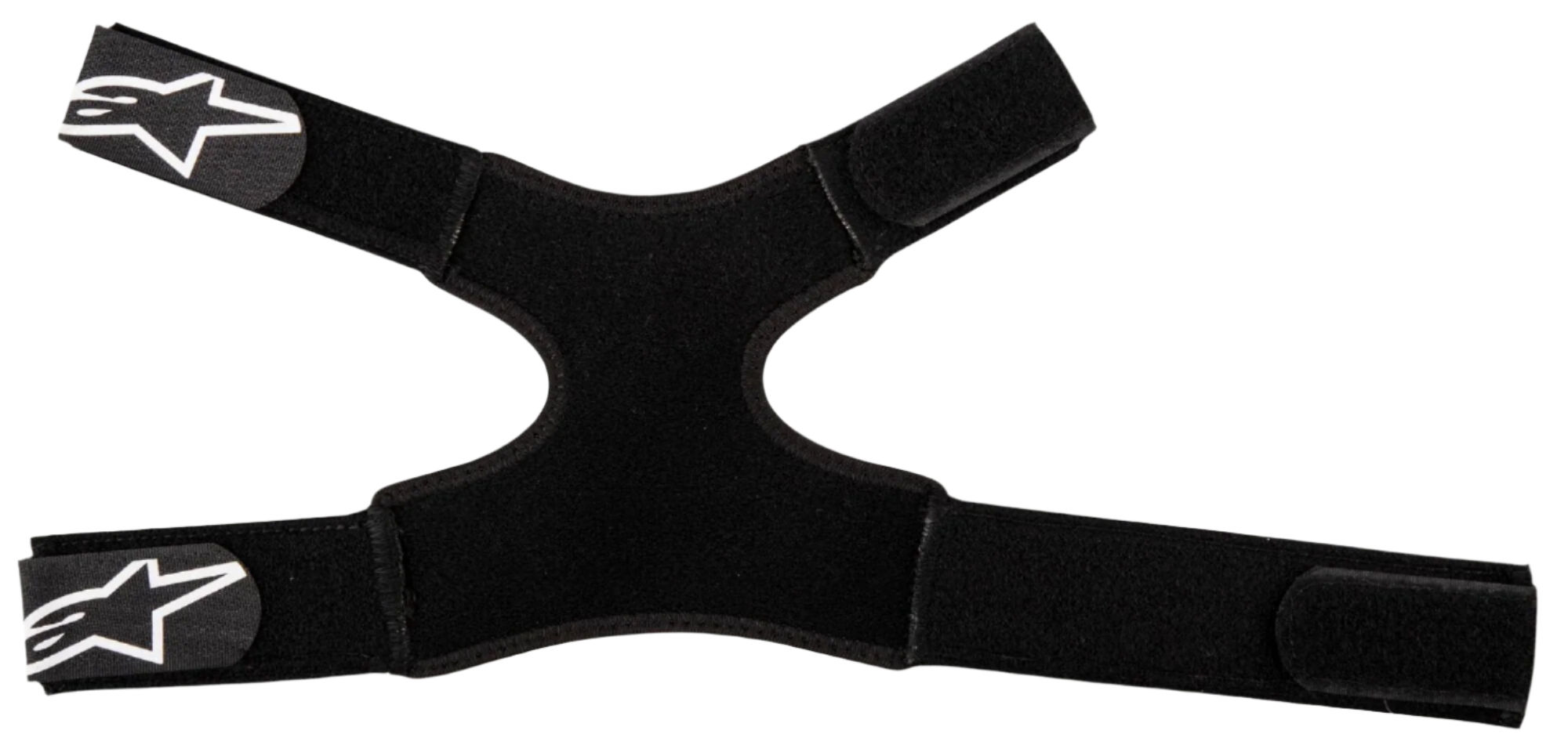 Alpinestars Fluid Dual Strap Kit, nekbeschermer banden, zwart, verstelbaar stoffen ontwerp met vier klittenbandsluitingen, witte Alpinestars ster-logo's op de uiteinden, accessoire voor veilige bevestiging van motorcross beschermingsuitrusting