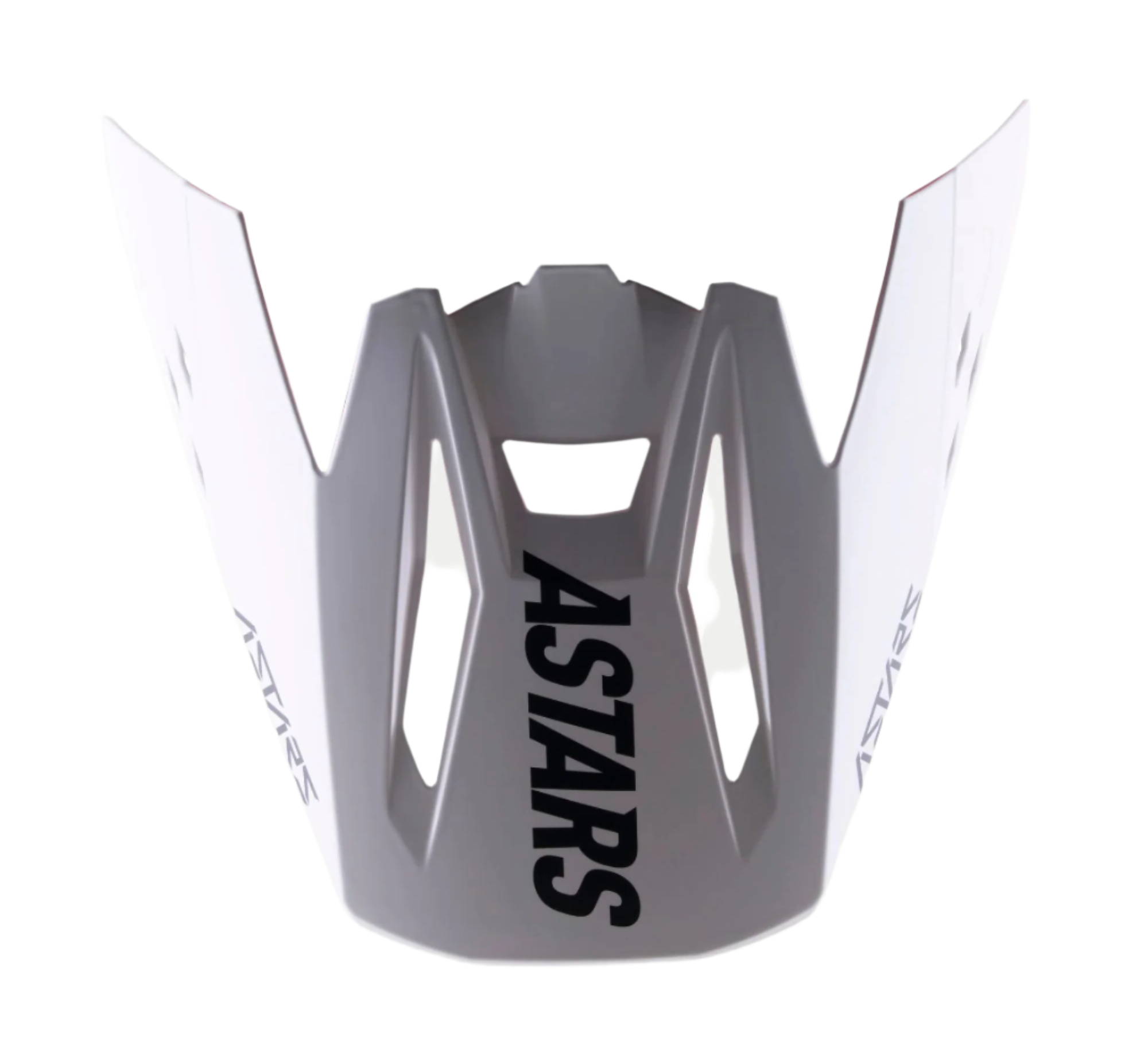 Alpinestars S-M5 Rayon vizier, helmaccessoire, mat wit, met opvallende zwarte ASTARS-branding op de klep, aerodynamische ventilatieopeningen, nauwkeurig gevormde kunststof constructie voor SM5 motorcrosshelmen