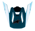 Alpinestars S-M5 Speed Helm Vizier, motorcross helm accessoire, lichtblauw en zwart glanzend, voorzien van een zwart Alpinestars sterlogo en SM5-branding, aerodynamisch ontwerp met glanzende afwerking, duurzame kunststof vervangende klep voor off-road racen