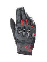 Alpinestars Morph Sport Gloves, Motorcycle Racing and Sport Gloves, Black and Bright Red, featuring MorphTech Weave™ backhand and over-injected knuckle protection, short cuff design with red Alpinestars logo.