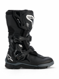 Alpinestars Corozal V2 Adventure Drystar® Boots, Black, rugged adventure motorcycle boot with white Alpinestars logos on the shin and heel, two adjustable polymer buckles, and a durable multi-material construction designed for all-terrain riding.