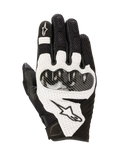 Alpinestars SMX-1 Air V2 motorhandschoenen, sportieve motorhandschoenen, zwart en wit, voorzien van mesh-panelen voor ademend vermogen, harde knokkelbescherming in carbon-stijl, geperforeerde lederen accenten en Alpinestars-branding