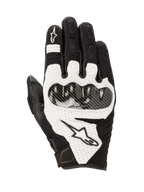 Alpinestars SMX-1 Air V2 motorhandschoenen, sportieve motorhandschoenen, zwart en wit, voorzien van mesh-panelen voor ademend vermogen, harde knokkelbescherming in carbon-stijl, geperforeerde lederen accenten en Alpinestars-branding