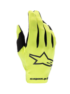 Alpinestars 2025 Radar Gloves, Yellow Fluo and Black Motocross Gloves, lightweight single-layer design for off-road racing.