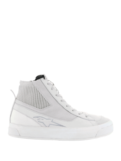 Alpinestars Stella Stated Podium dames-motorlaarzen, witte en grijze hoge sneakers met een retro urban design.