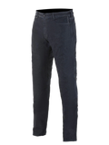 Alpinestars Copper Out V2 Riding Denim, motorrijbroek, Rinse Plus Blue donkerblauw, rechte pijpen, 13oz comfort denim, model met vijf zakken, voorzien van externe rits voor toegang tot kniebescherming, urban motorkleding