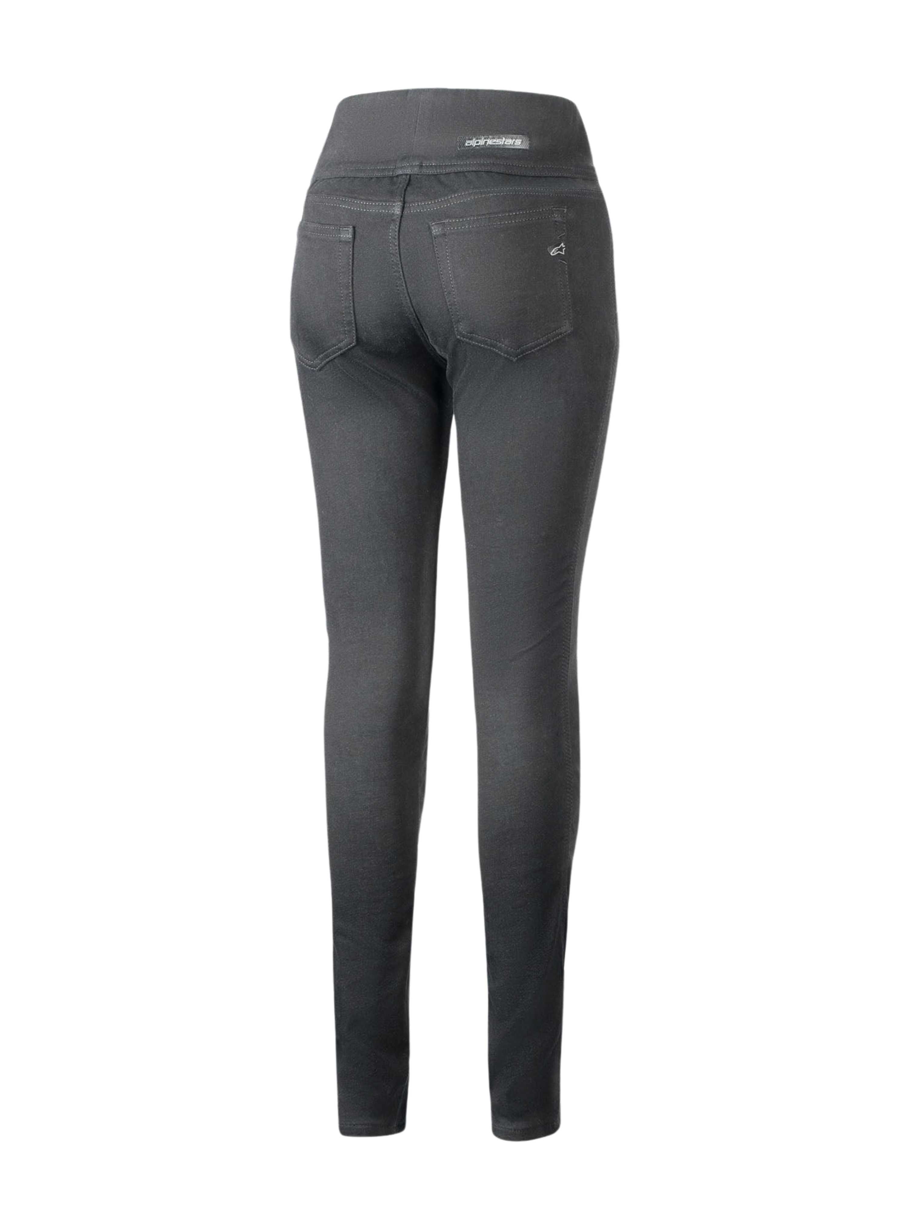 Alpinestars Shuri dameslegging Summer, zwart, achteraanzicht van een slim-fit motorlegging met hoge taille, twee achterzakken en subtiele Alpinestars-branding op de zak en tailleband