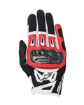 Alpinestars SMX-2 Air Carbon V2 handschoenen, motorhandschoenen, zwart, rood en wit, met carbon knokkelbeschermer, ademende 3D mesh panelen en Alpinestars-logo, kort manchetontwerp voor sportief rijden