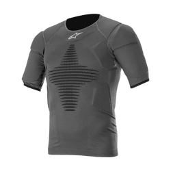 Alpinestars Roost Base Layer Top, Motocross and Off-Road Tech Layer, Anthracite Black, Short-Sleeve Breathable Knit with Strategic Padded Zones for Roost Protection.